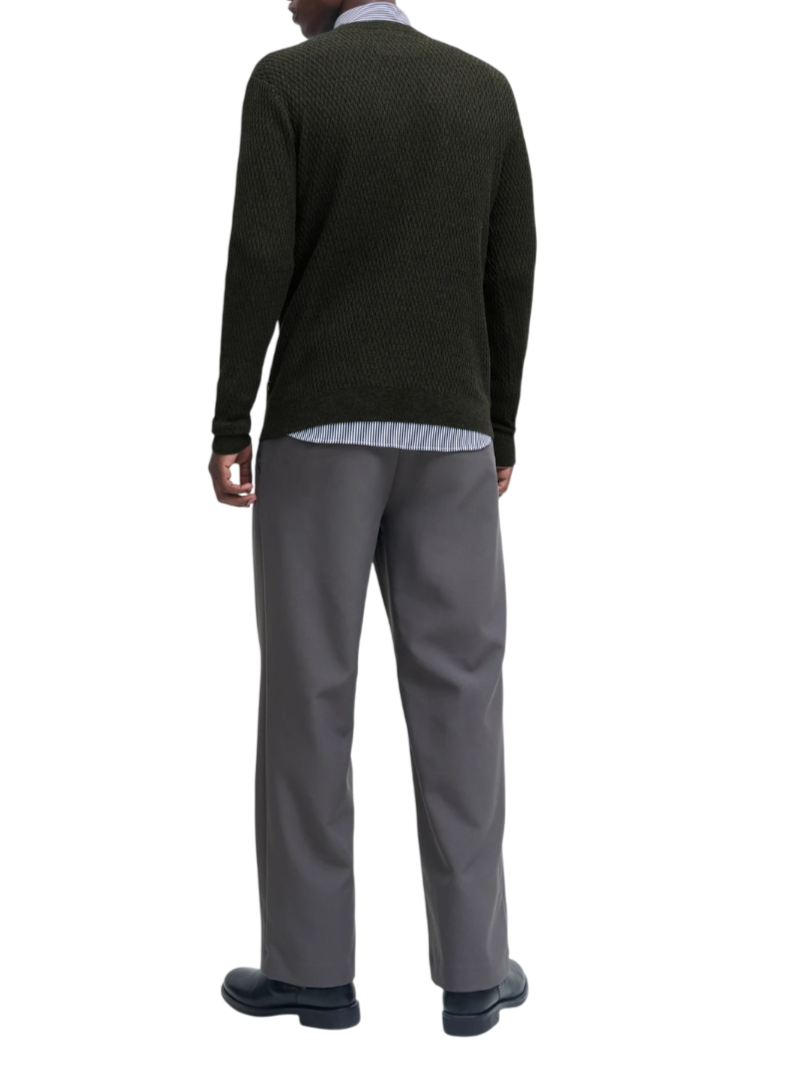 Jack&Jones maglia uomo girocollo trama rombi nero 12283381 BLACK JACK&JONES 