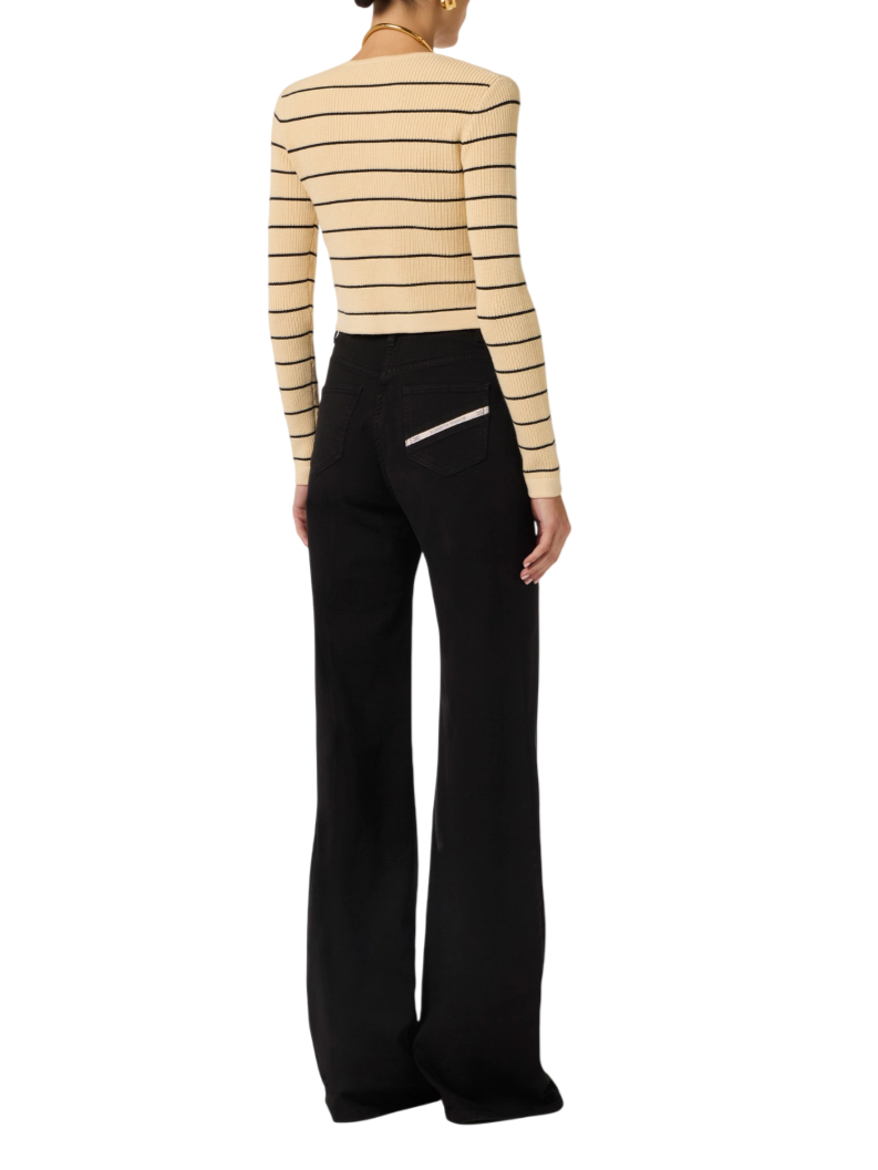 Elisabetta Franchi jeans palazzo in denim stretch lavaggio nero PJ23N61 110 ELISABETTA FRANCHI 