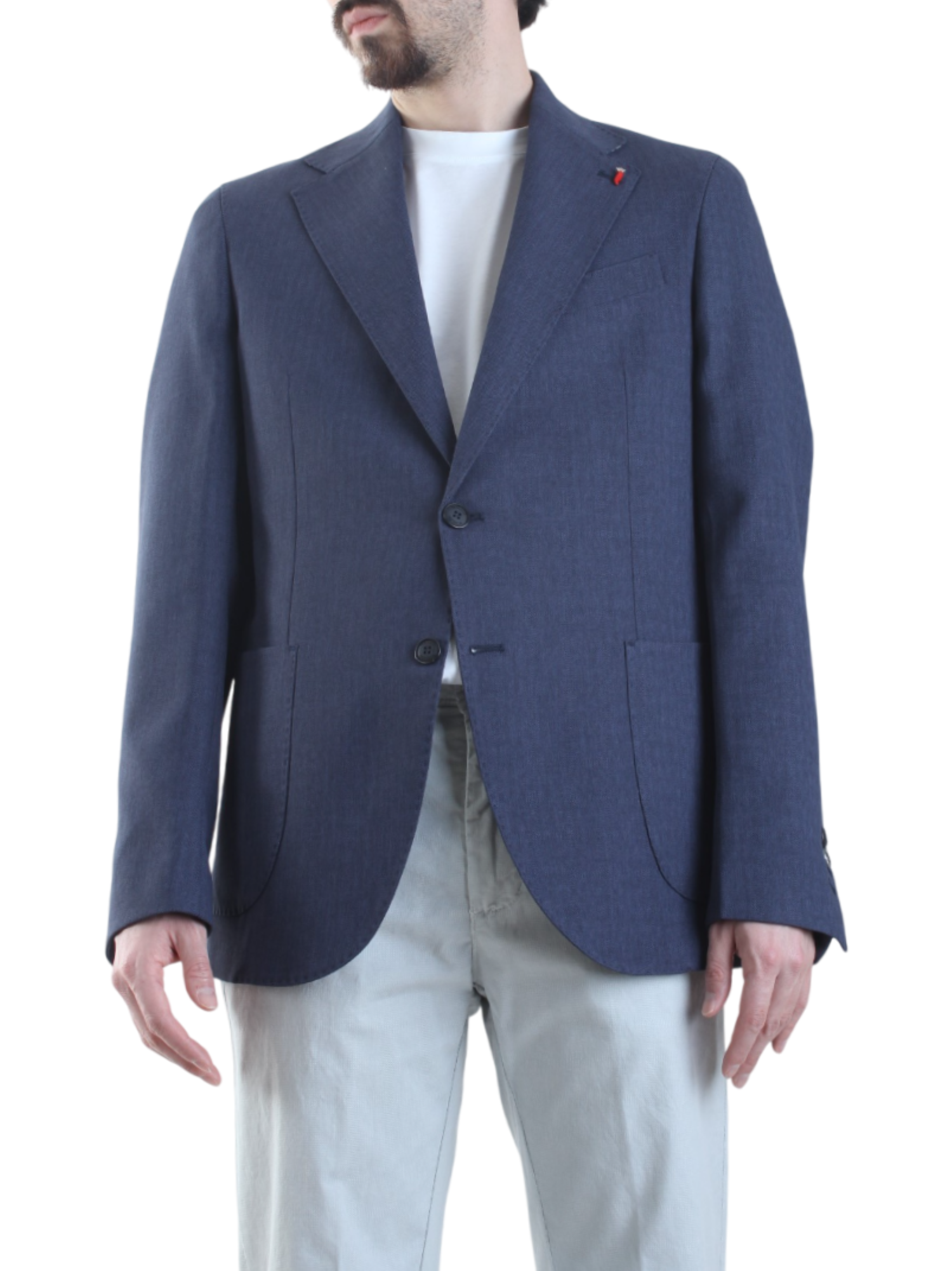 Mulish giacca blazer monopetto con trama spigata blu