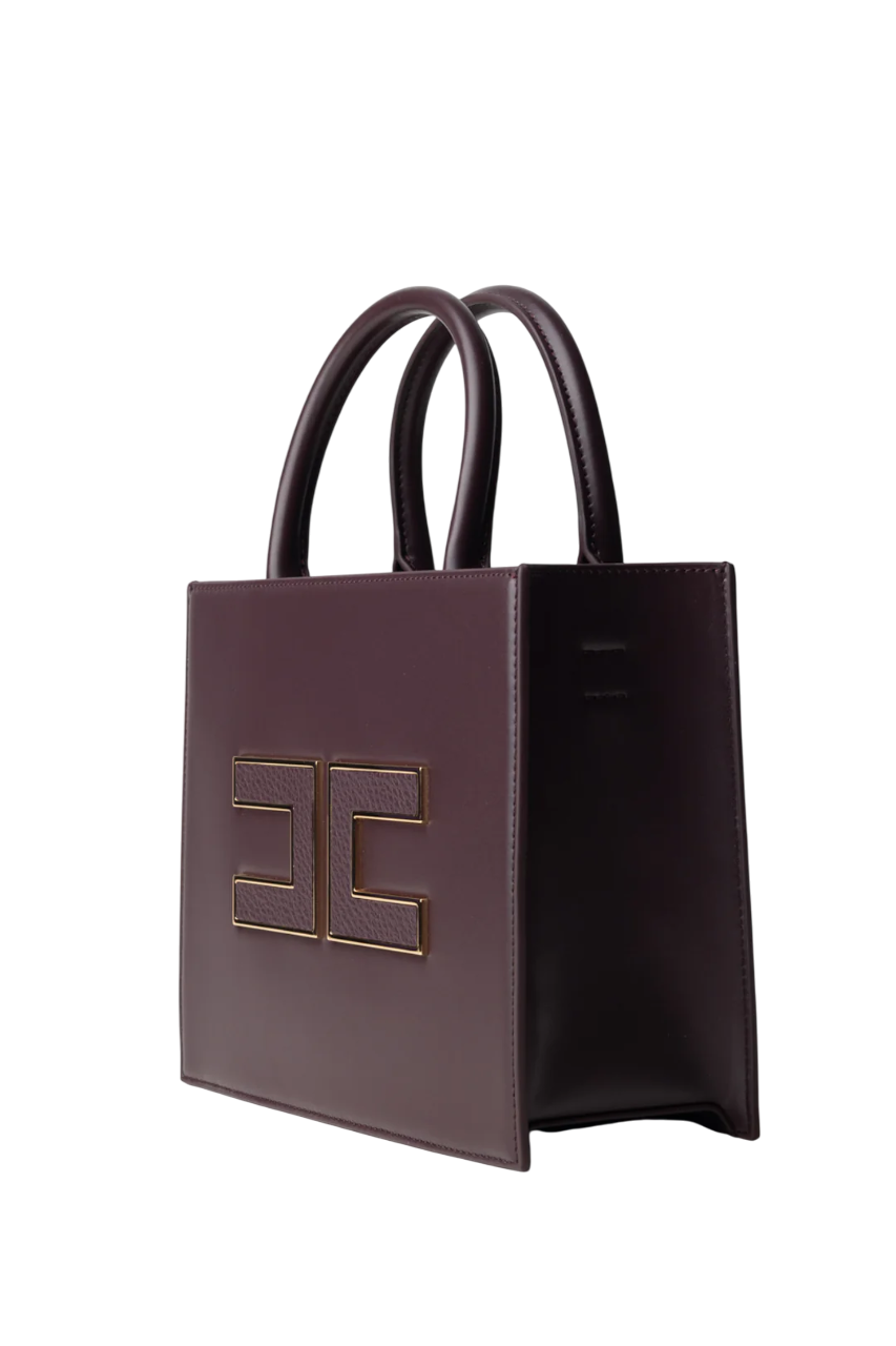 Elisabetta Franchi borsa tote piccola con logo borgogna BS33A56E2 EA4 ELISABETTA FRANCHI 