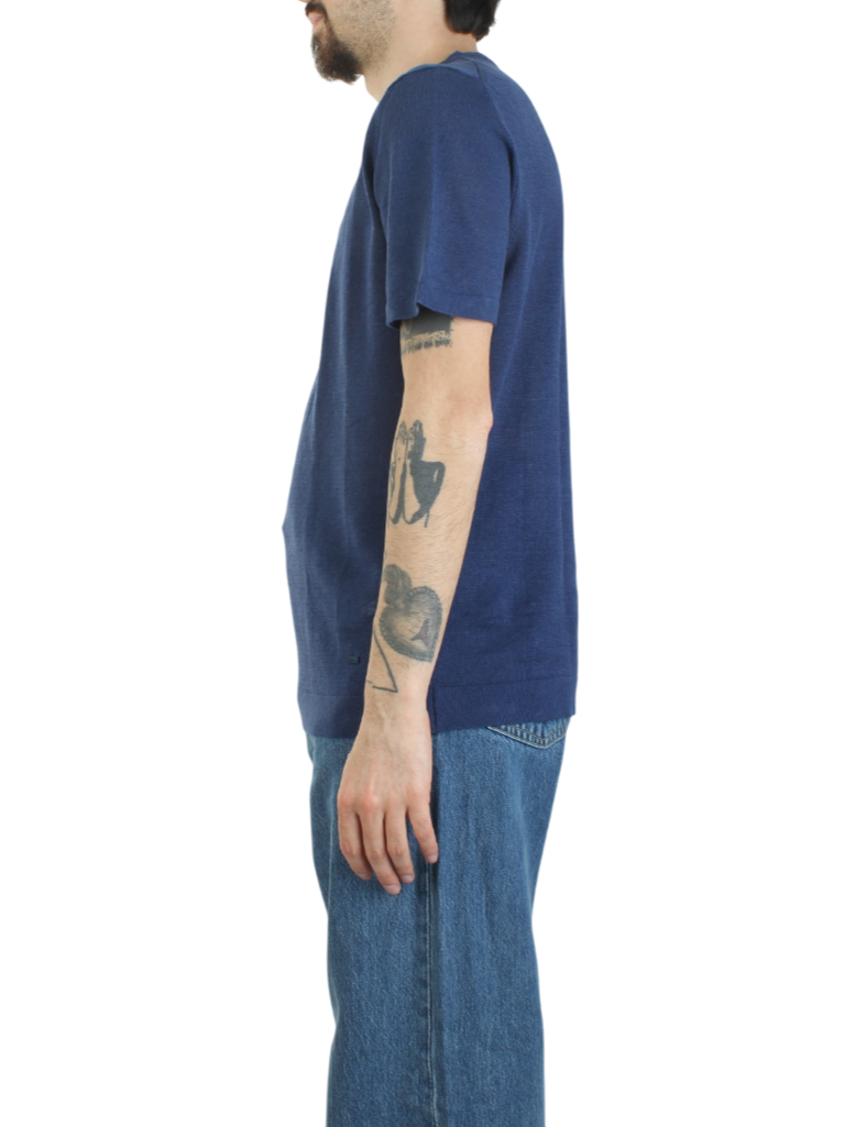 Liu Jo maglia maniche corte in misto lino blu QA5034MA72P 94026 LIU JO 