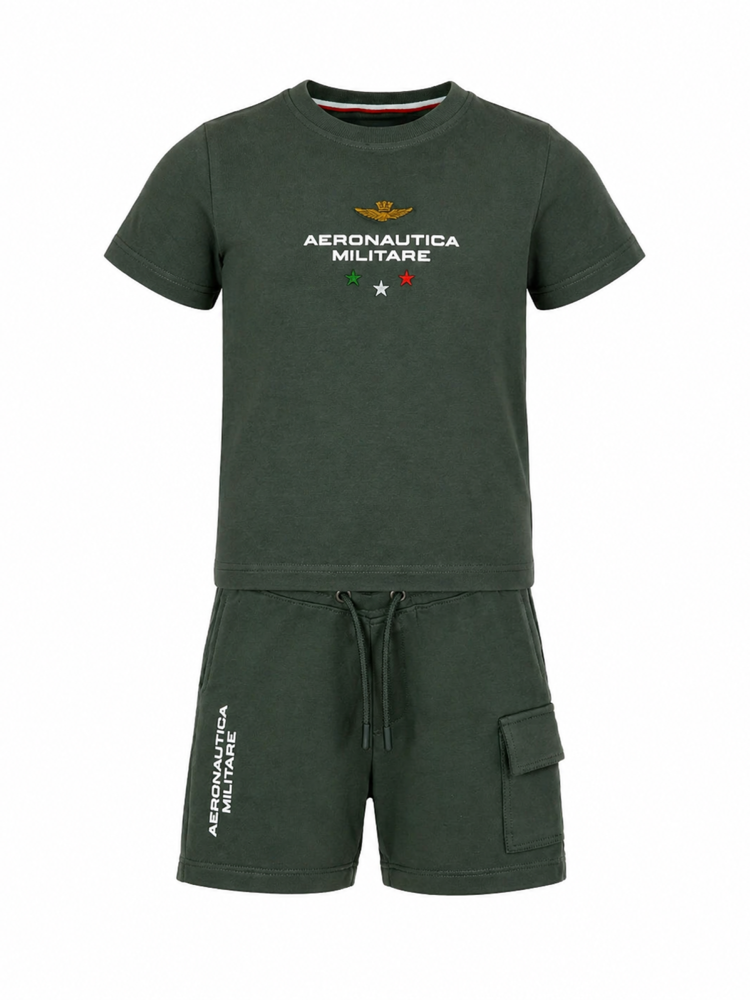 Aeronautica Militare completo estivo bambino T-shirt e shorts verde 261TF0012A DEEP GREEN AERONAUTICA MILITARE 