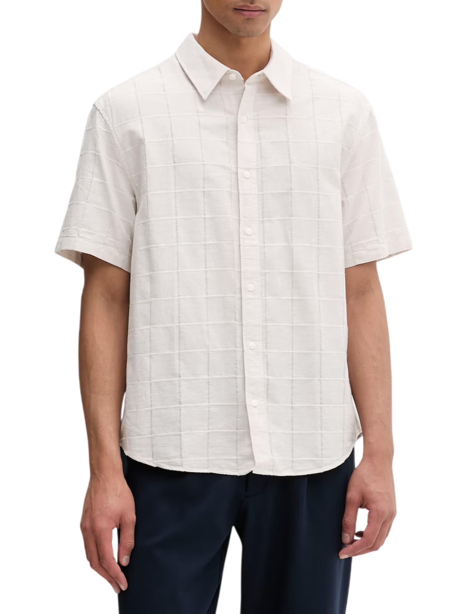 Calvin Klein camicia uomo in cotone check manica corta ecrù LV04LF115G GNA Calvin Klein 