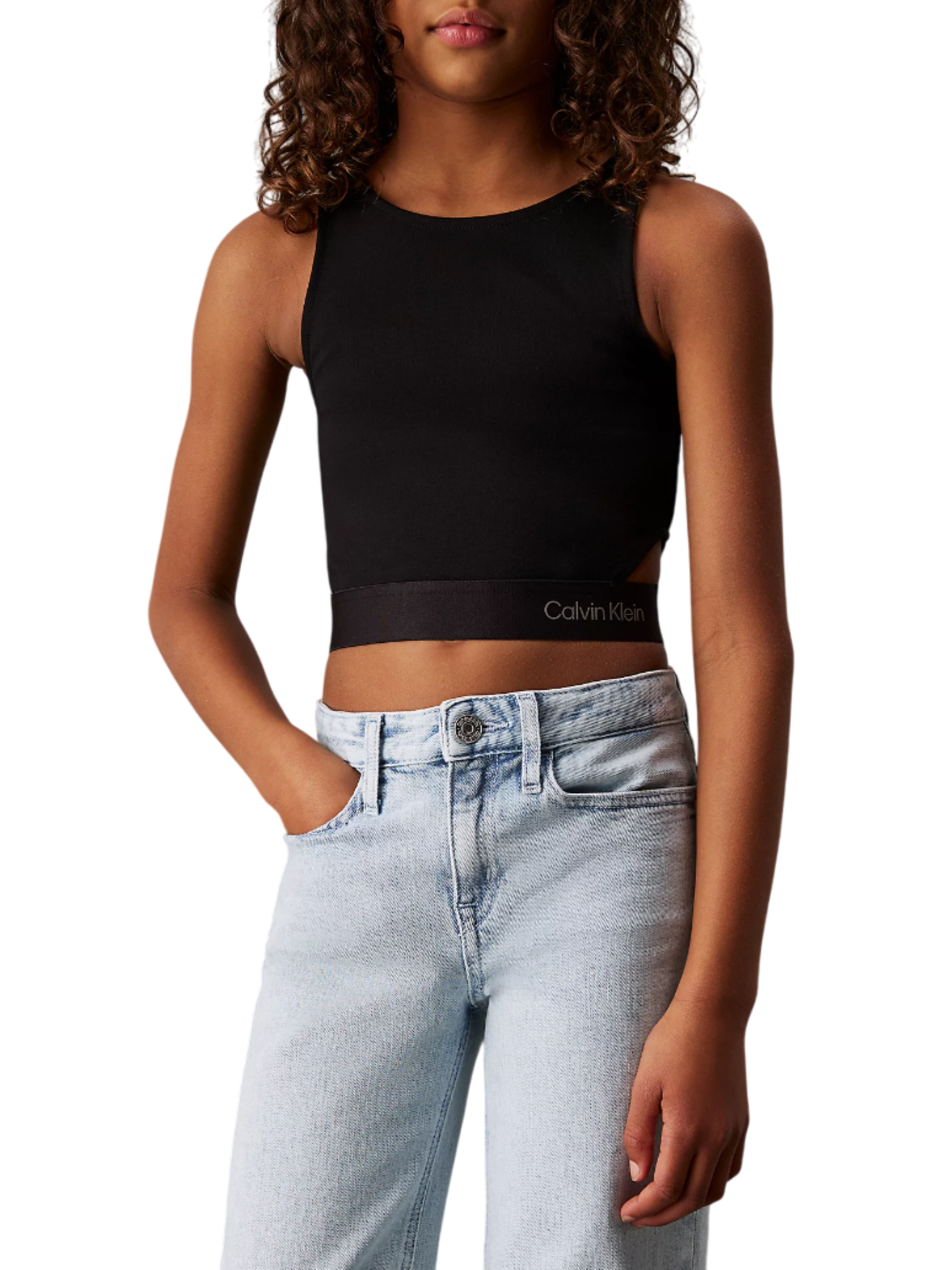 Calvin Klein Jeans top in tessuto stretch con banda logata nero IG0IG02869 BEH Calvin Klein Jeans 