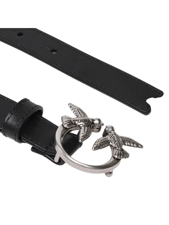 Pinko cintura Love Berry h2 in pelle nero argento 100143-A0F1 Z99O PINKO 