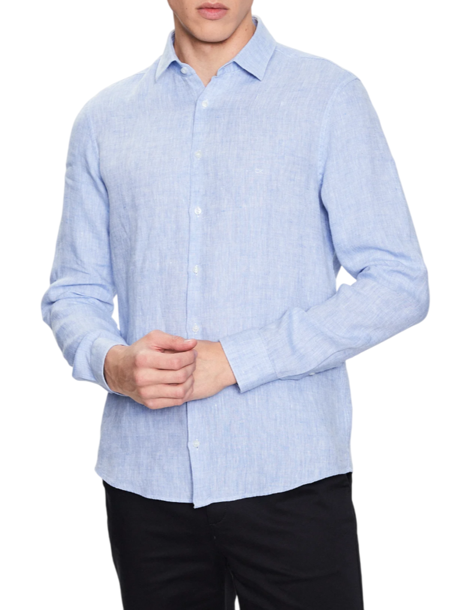Calvin Klein camicia manica lunga in lino celeste K10K109286 0G0 Calvin Klein 