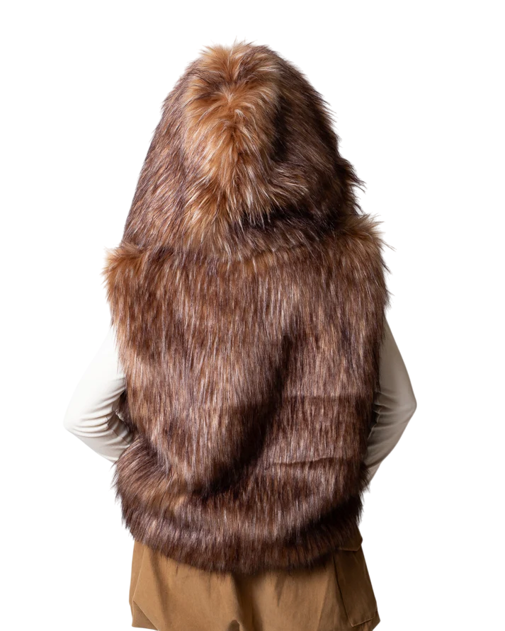 Disclaimer gilet in ecopelliccia con cappuccio cammello 55286 CAMMELLO DISCLAIMER 