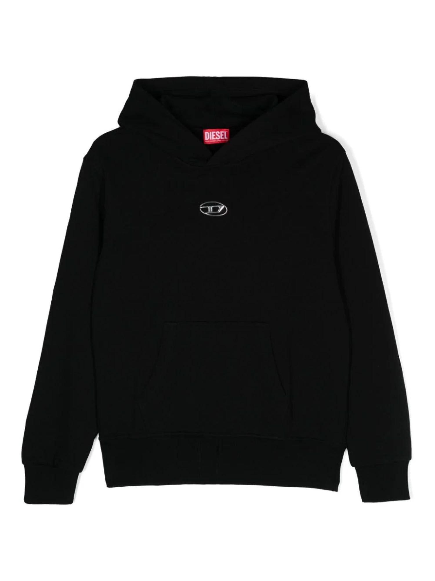Diesel felpa Smacshoodod con cappuccio e mini logo nero J02025-KYAVF K900 DIESEL 