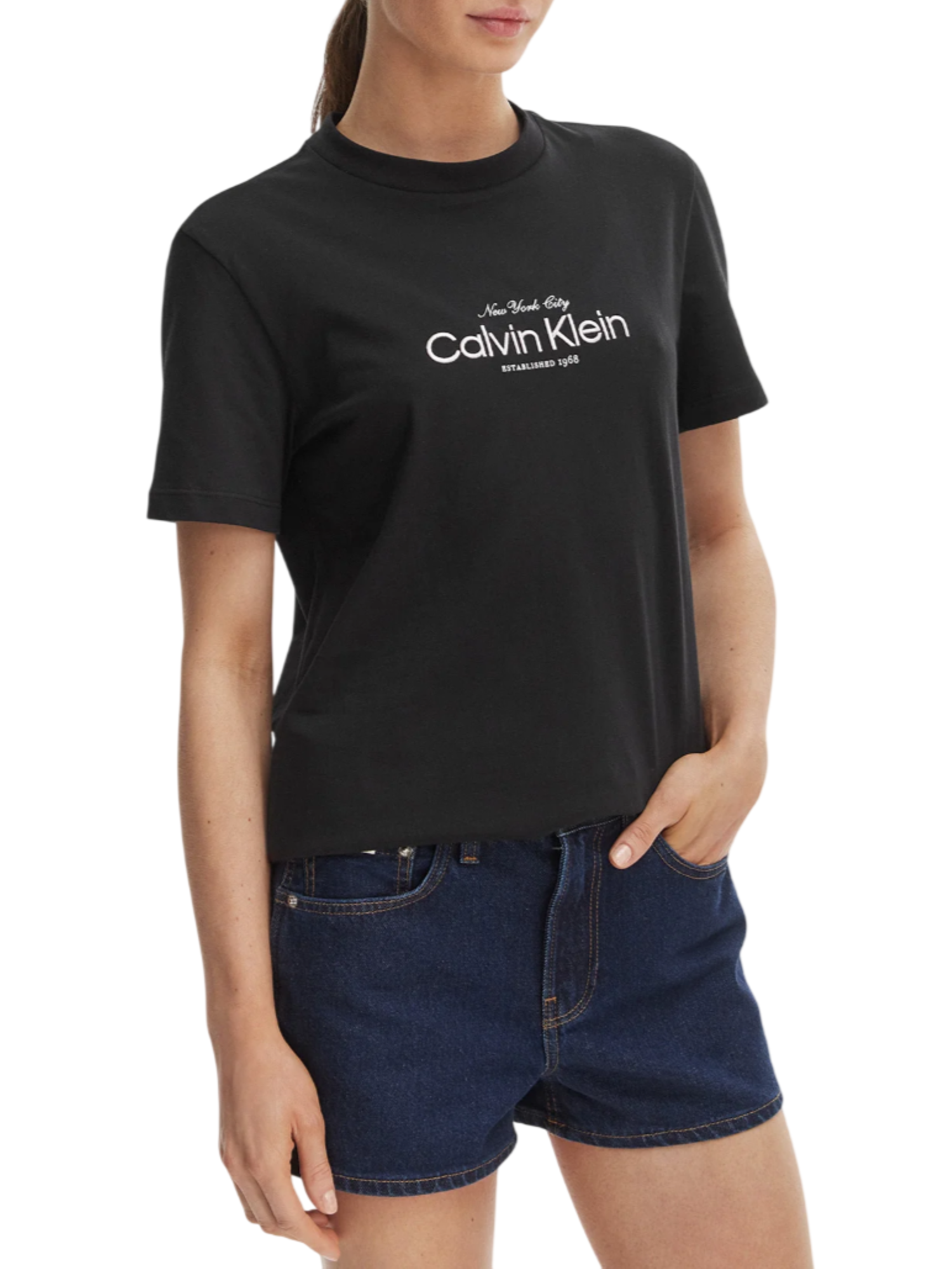 Calvin Klein Jeans T-shirt manica corta donna con logo nero LV047F810G UB1 Calvin Klein Jeans 