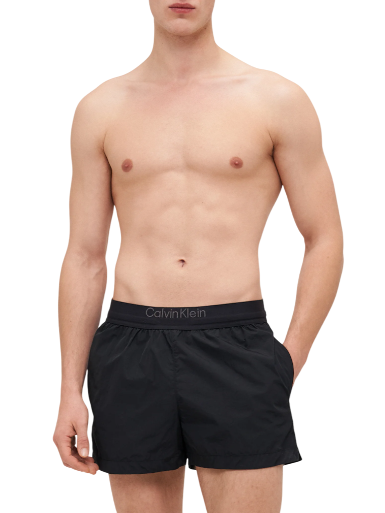 Calvin Klein boxer mare in nylon con logo jacquard nero KM0KM01105 BEH Calvin Klein Beachwear 
