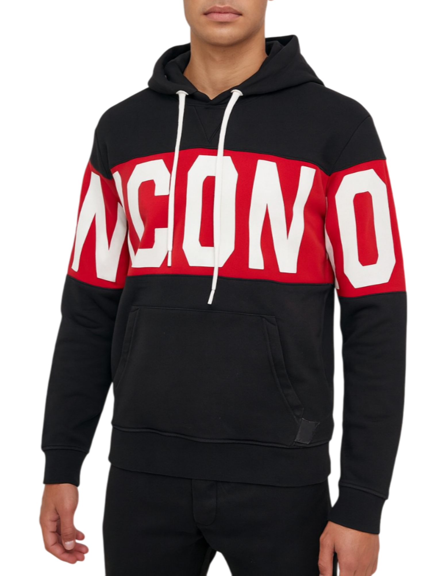 Icon felpa con cappuccio banda logo nero ICUF2W6F010 NERO-ROSSO ICON 