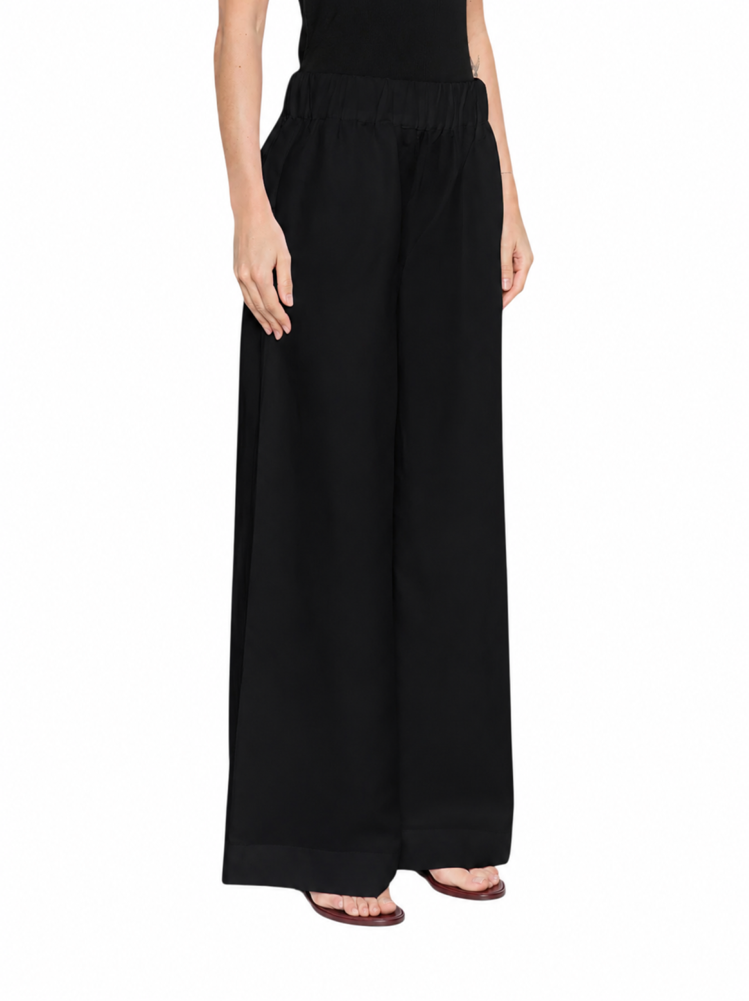 Jc Sophie pantaloni palazzo Leaf misto lino nero L3133 BLACK JC SOPHIE 