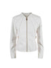 Yes Zee giubbino in ecopelle con inserti in tessuto Ottoman bianco latte