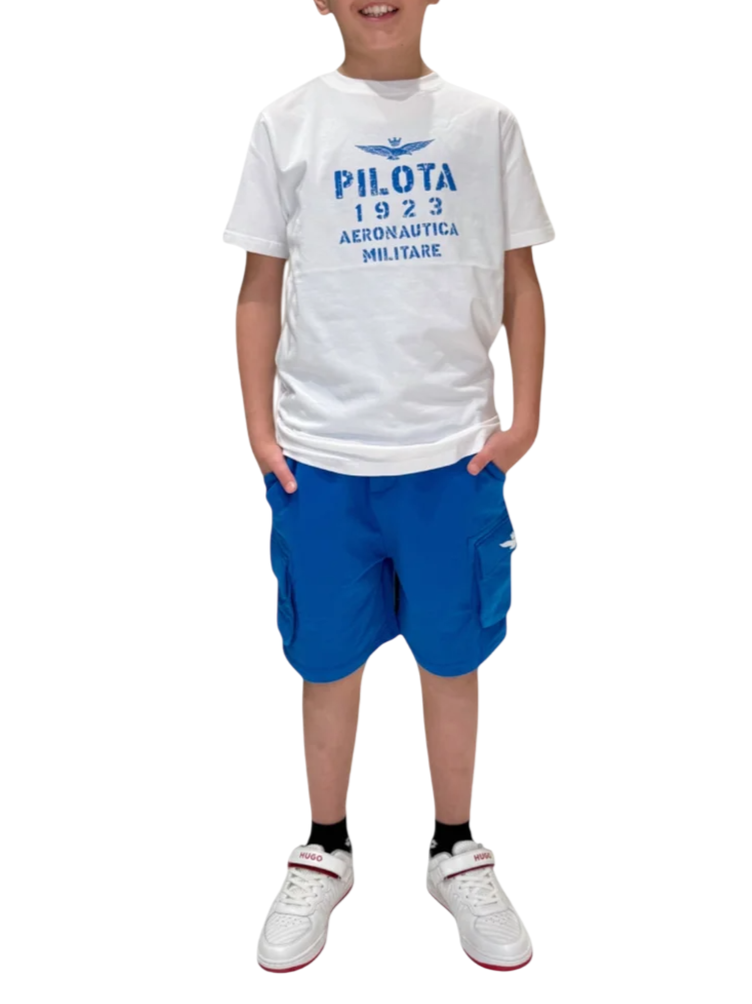 Aeronautica Militare completo T-shirt e bermuda bianco celeste 251TF0003A B29 AERONAUTICA MILITARE 