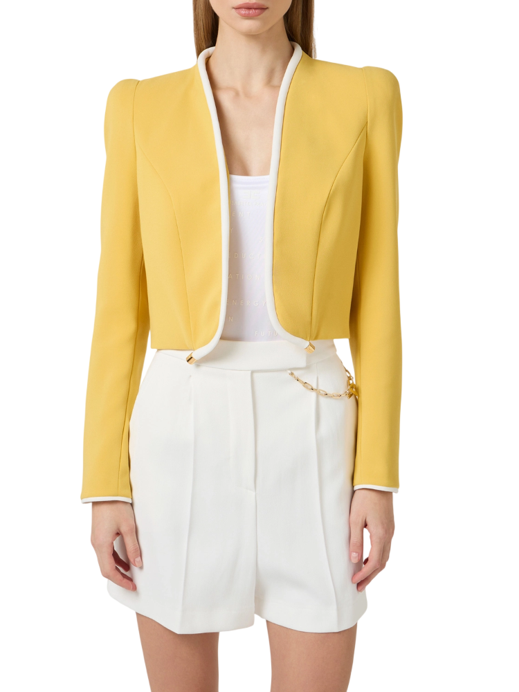 Elisabetta Franchi giacca crop in tessuto crepe giallo GI21461 FA5 ELISABETTA FRANCHI 
