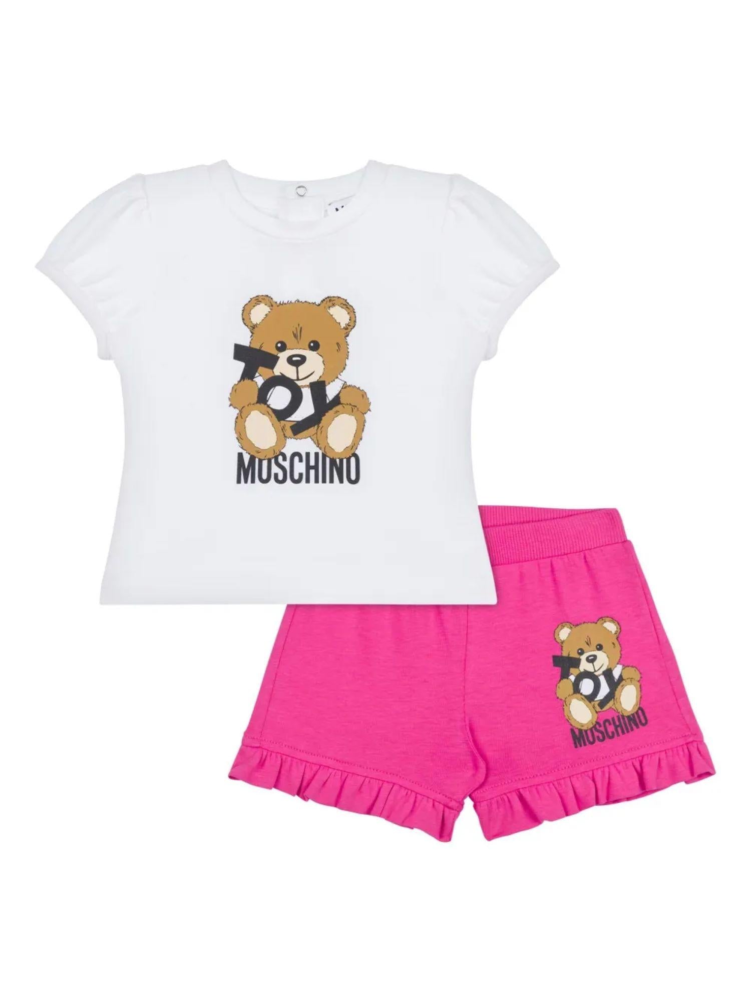 Moschino completo T-shirt e shorts con orsetto bianco fucsia MAG01O-LBA00 83556 MOSCHINO 