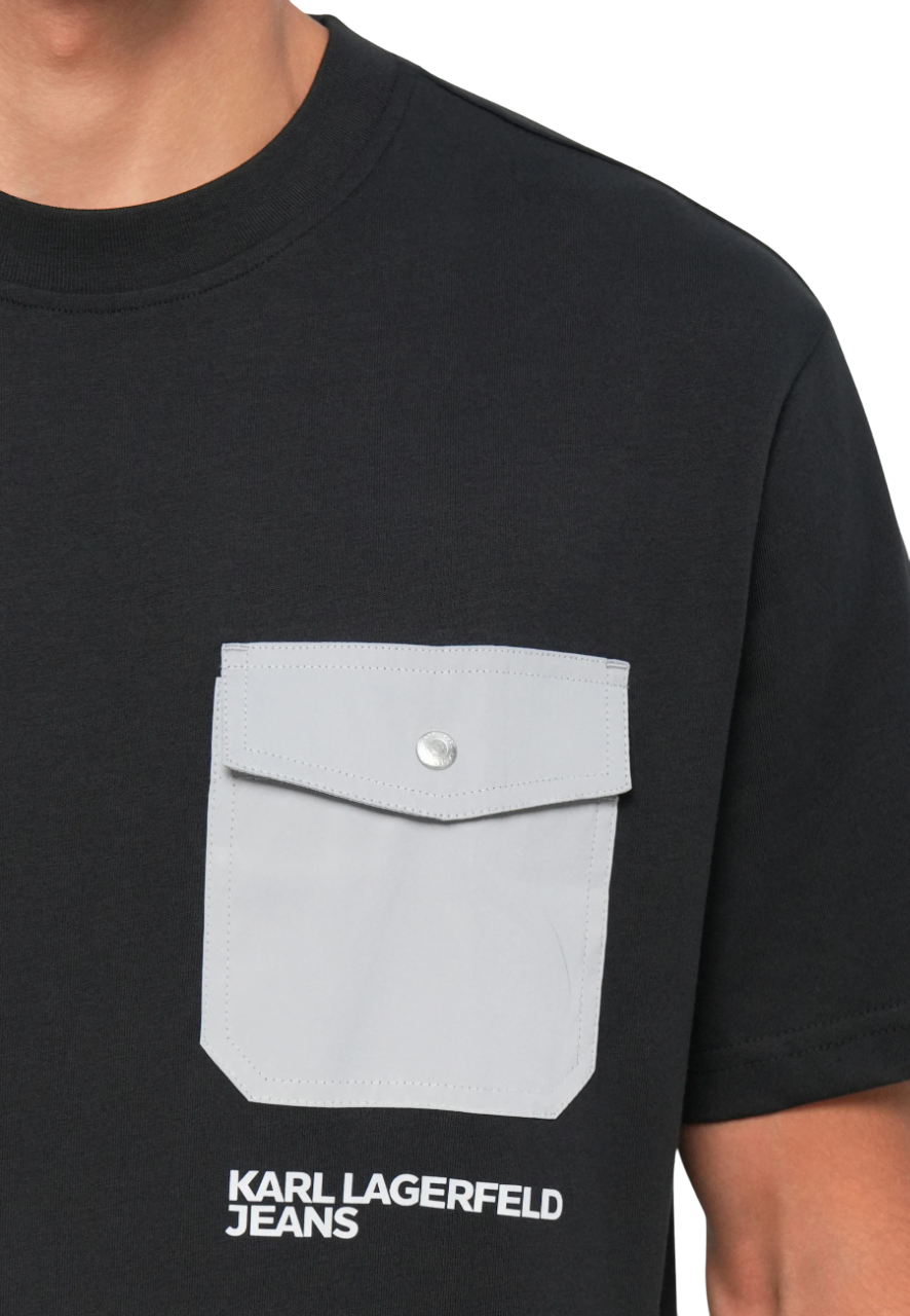 Karl Lagerfeld Jeans T-shirt uomo con taschino nero A4M17034 999 KARL LAGERFELD 