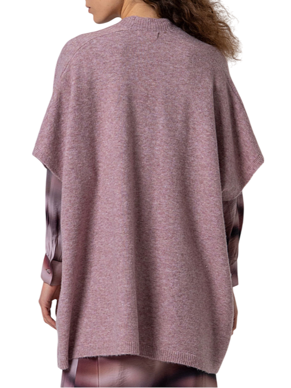 Surkana poncho in maglia misto lana rosa 35POBO831 38 SURKANA 
