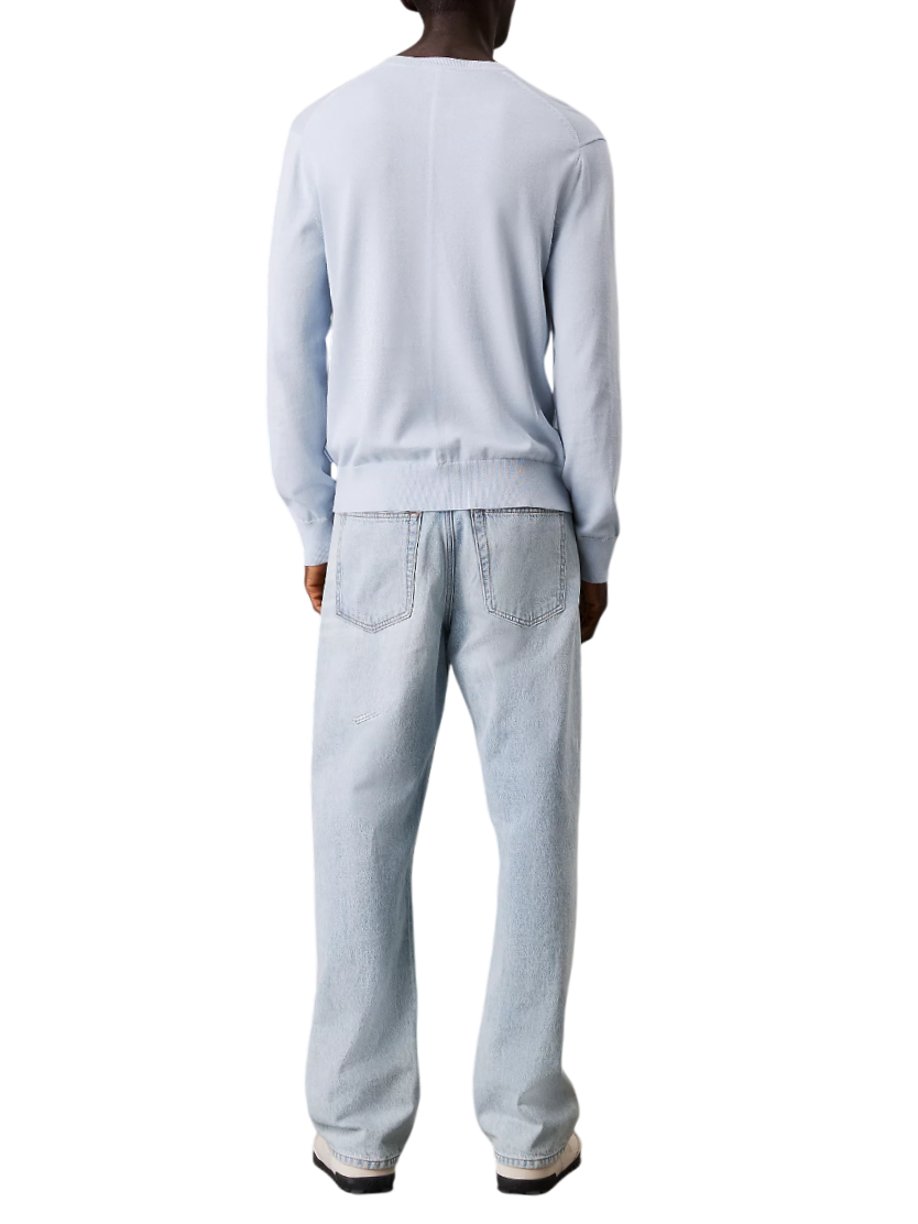 Calvin Klein maglia girocollo in cotone con logo celeste LV040BM343 24Q Calvin Klein 