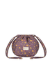 Me Fui pochette donna in fantasia floreale con coulisse prugna