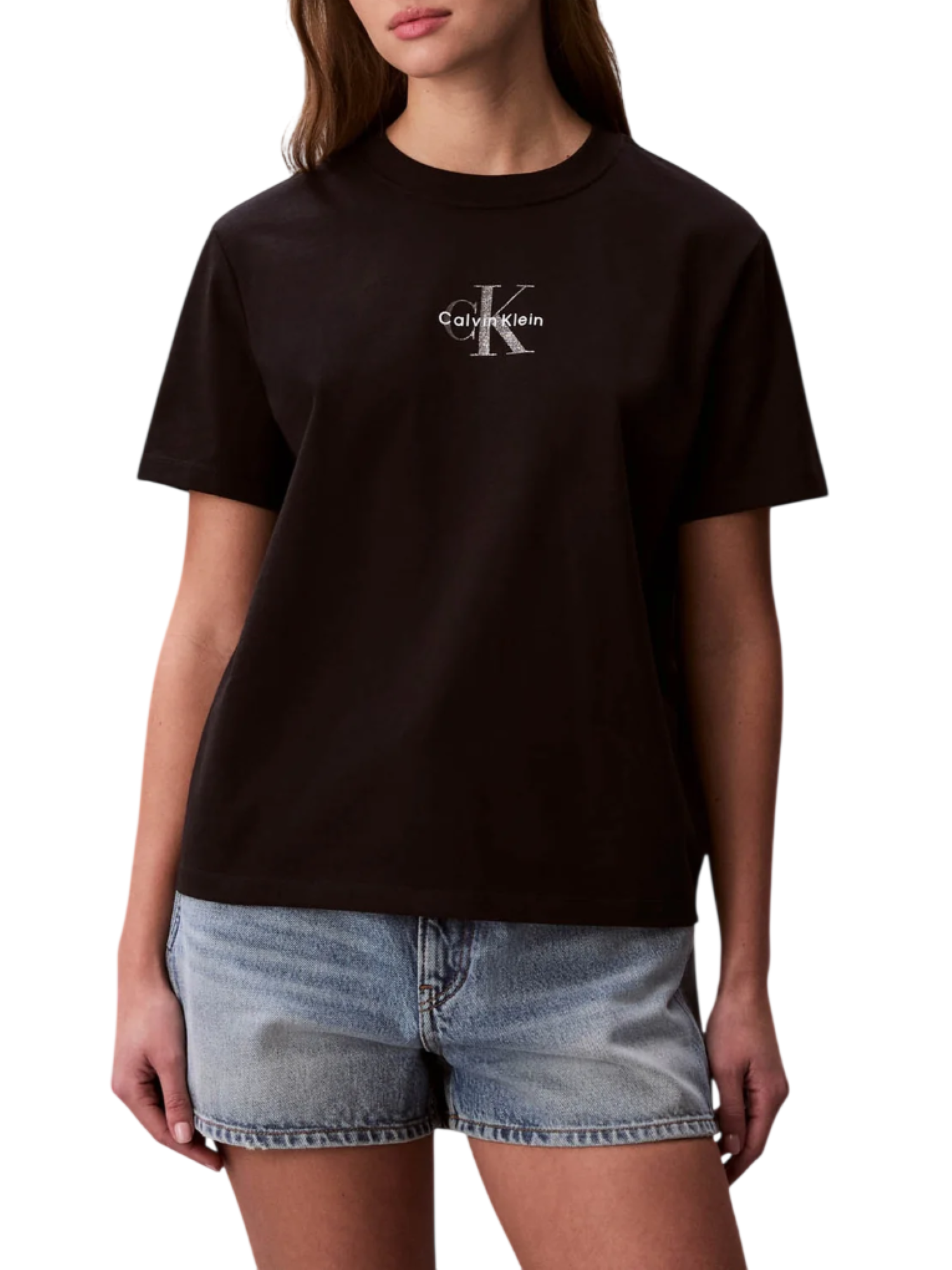 Calvin Klein Jeans T-shirt donna in jersey con logo nero LV047C856G UB1 Calvin Klein Jeans 