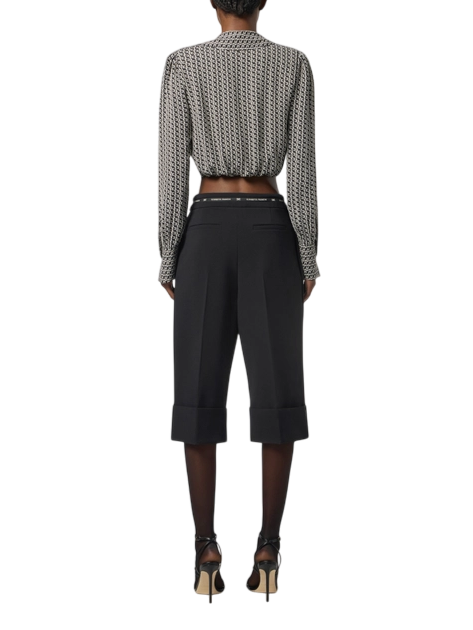 Elisabetta Franchi bermuda in crepe con nastro logato nero PA11656E2 110 ELISABETTA FRANCHI 