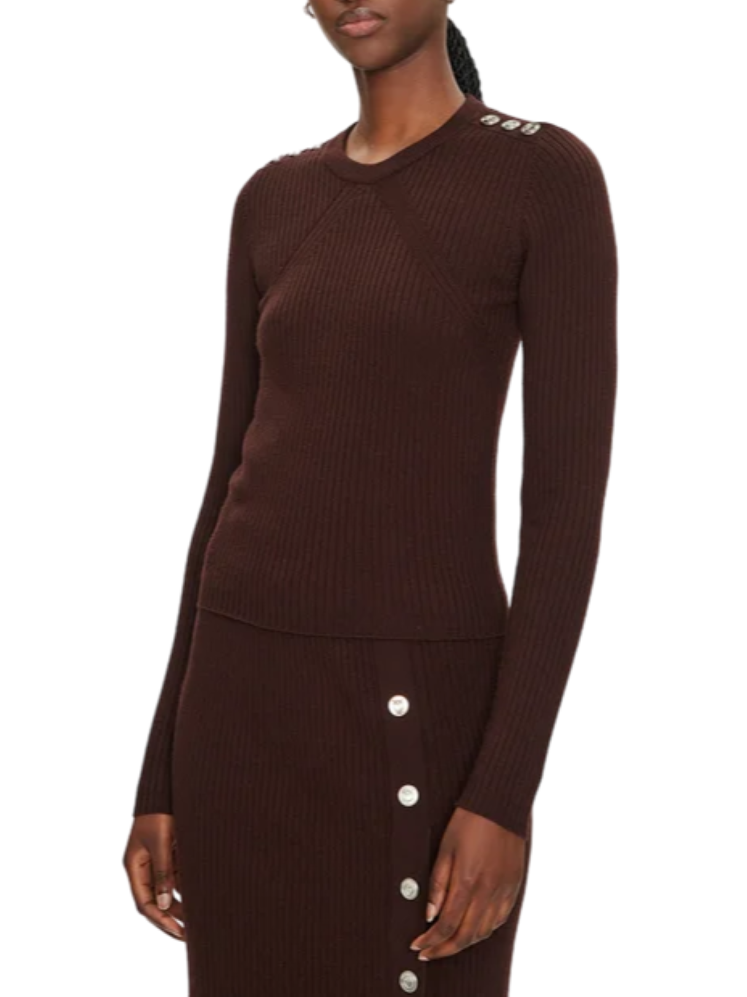 Pinko maglia manica lunga Robusto a costine misto lana marrone 104020-A15S M28 PINKO 