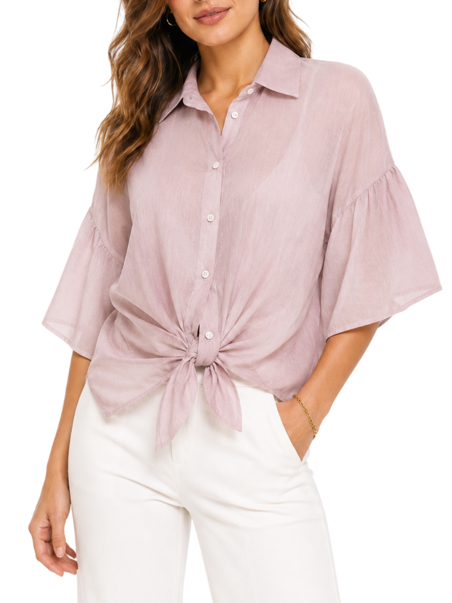 Vicolo camicia in georgette con trasparenze rosa TAB1858 CIPRIA VICOLO 