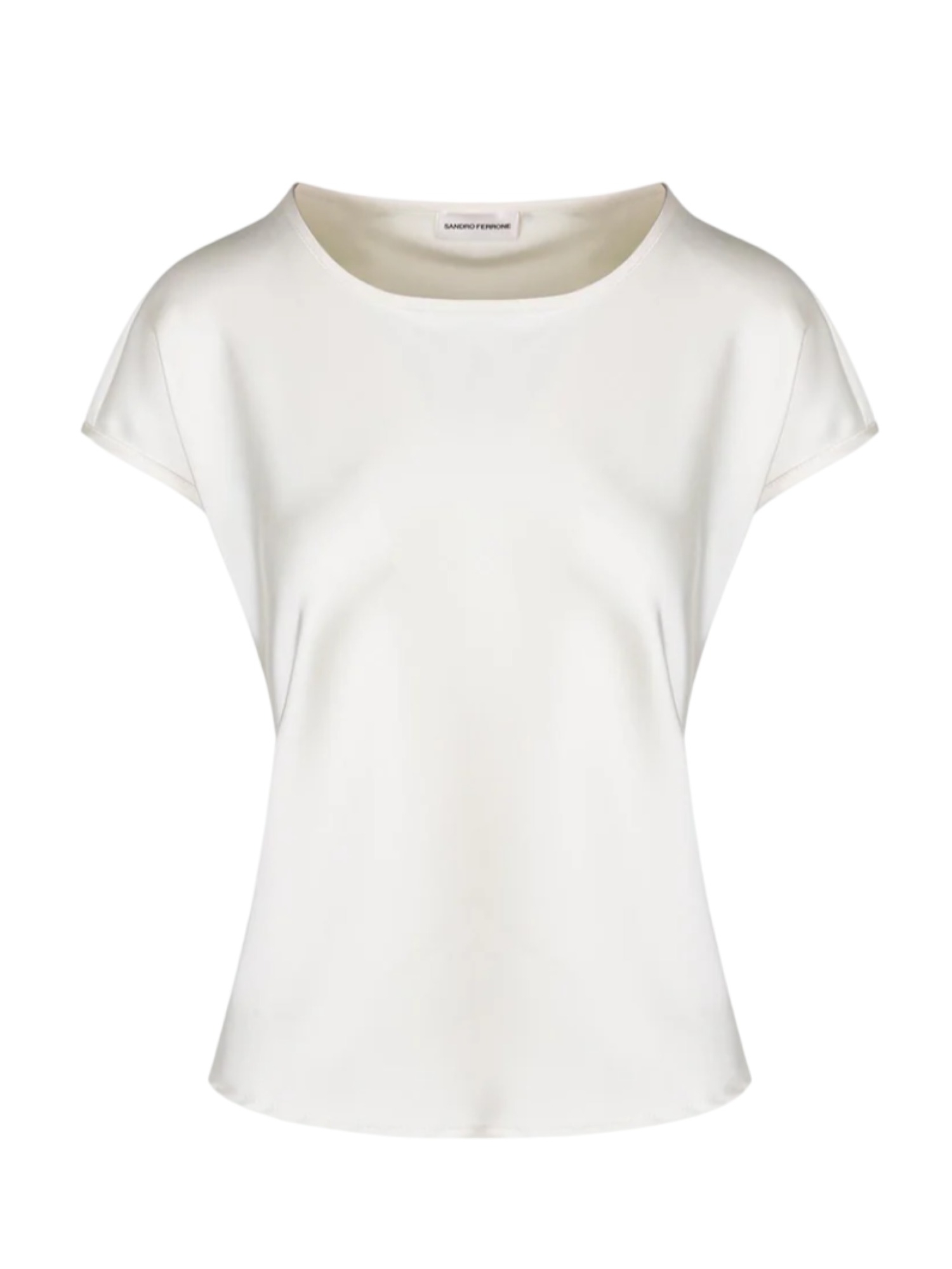 Sandro Ferrone blusa manica corta in raso panna S22YBFLEA PANNA Sandro FERRONE 
