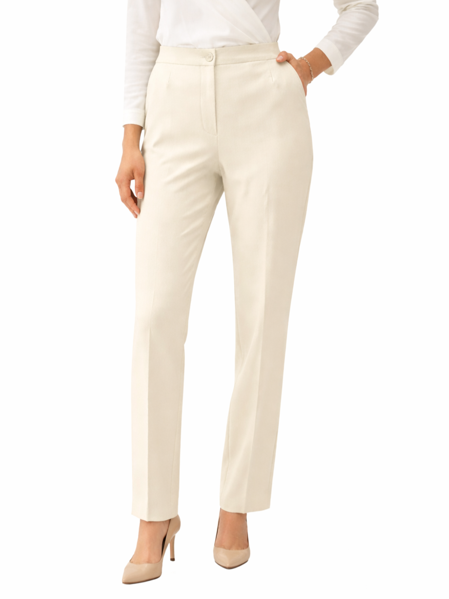 Lola by Sandro Ferrone pantaloni gamba dritta in tessuto cady fluido panna L24XBFBRUCE PANNA Lola BY S.FERRONE 