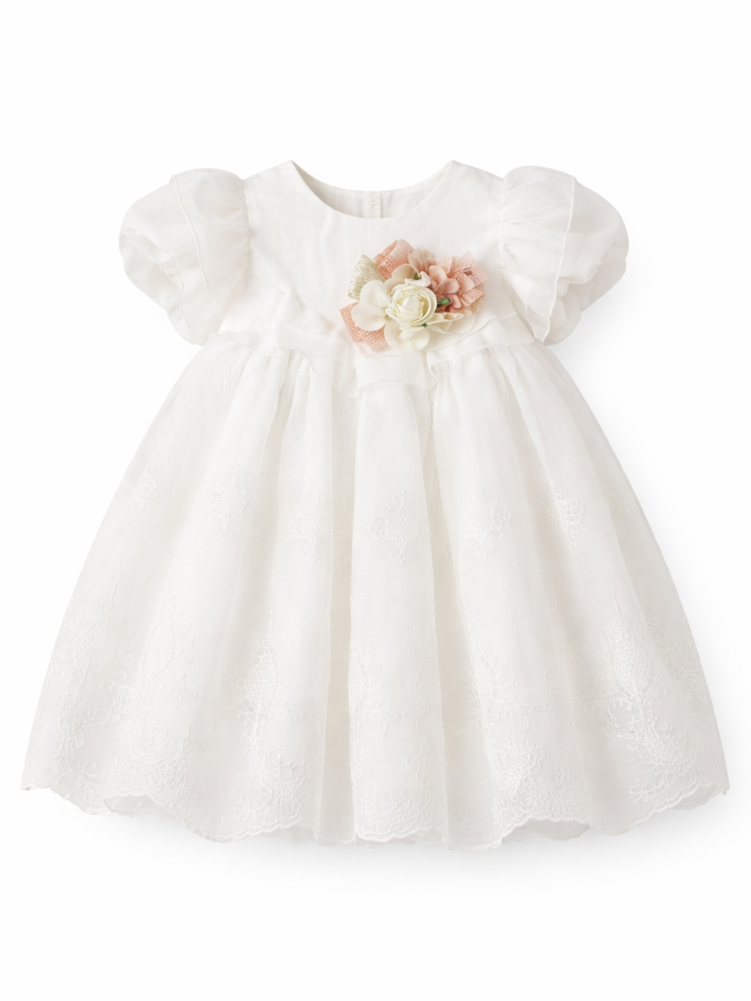 Colori Chiari abito cerimonia neonata con ricami bianco latte FN108232-4958 15 COLORICHIARI 