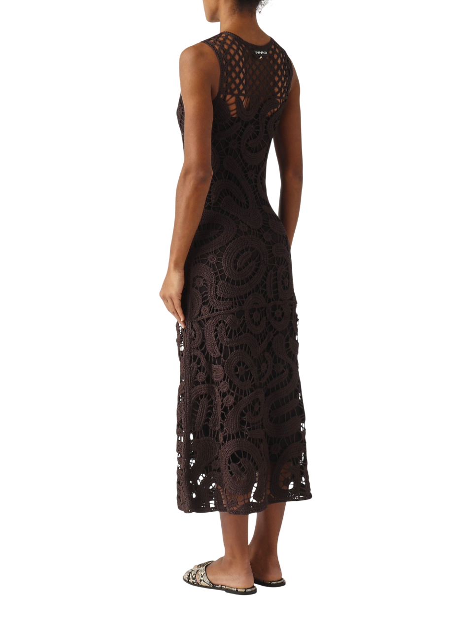 Pinko abito midi Bufera crochet marrone 106361-A354 M05 PINKO 