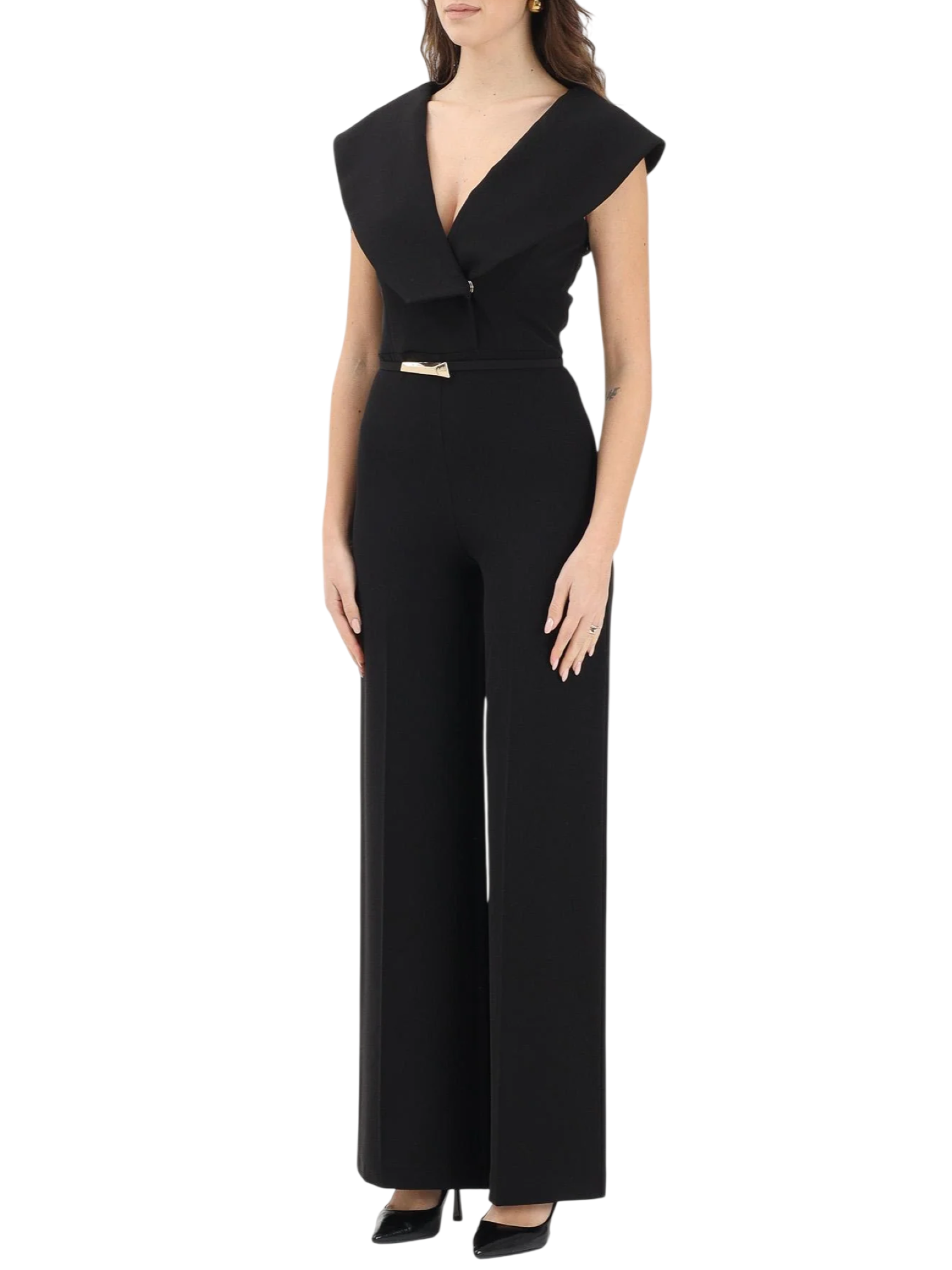 Simona Corsellini tuta jumpsuit lunga donna con cintina nero P26CPTU00701 0003 SIMONA CORSELLINI 