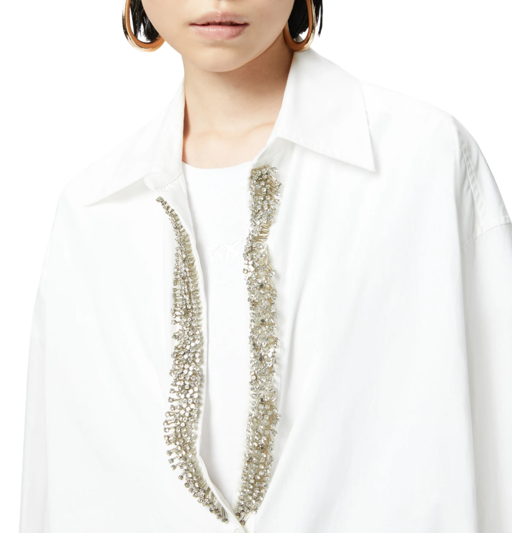 Pinko camicia Capirai con dettagli gioiello bianco 104708-A2EU Z04 PINKO 