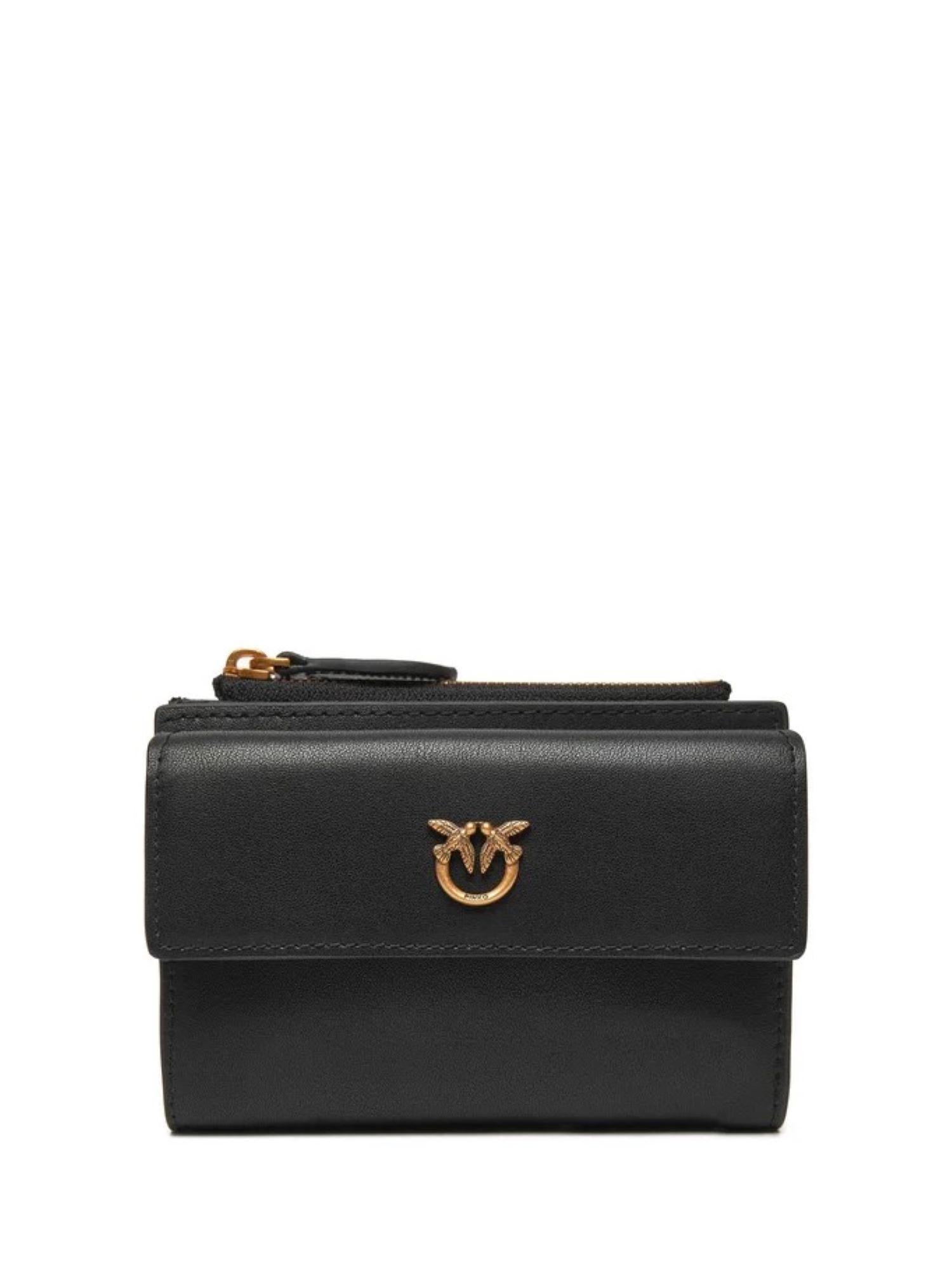 Pinko portafogli Compact in pelle con tasca esterna nero 103612-A0F1 Z99Q PINKO 