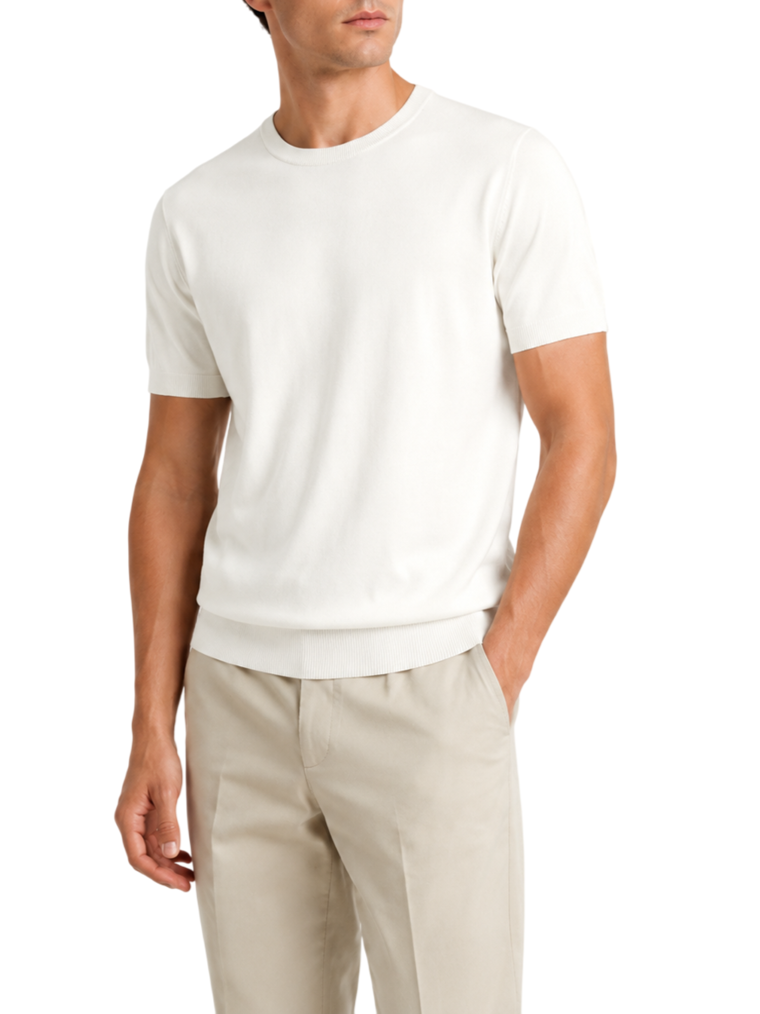 Opificio maglia uomo manica corta in cotone panna 661001 BIANCO Opificio 4.0 