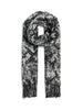 Piecs sciarpa donna in fantasia con frange grigio