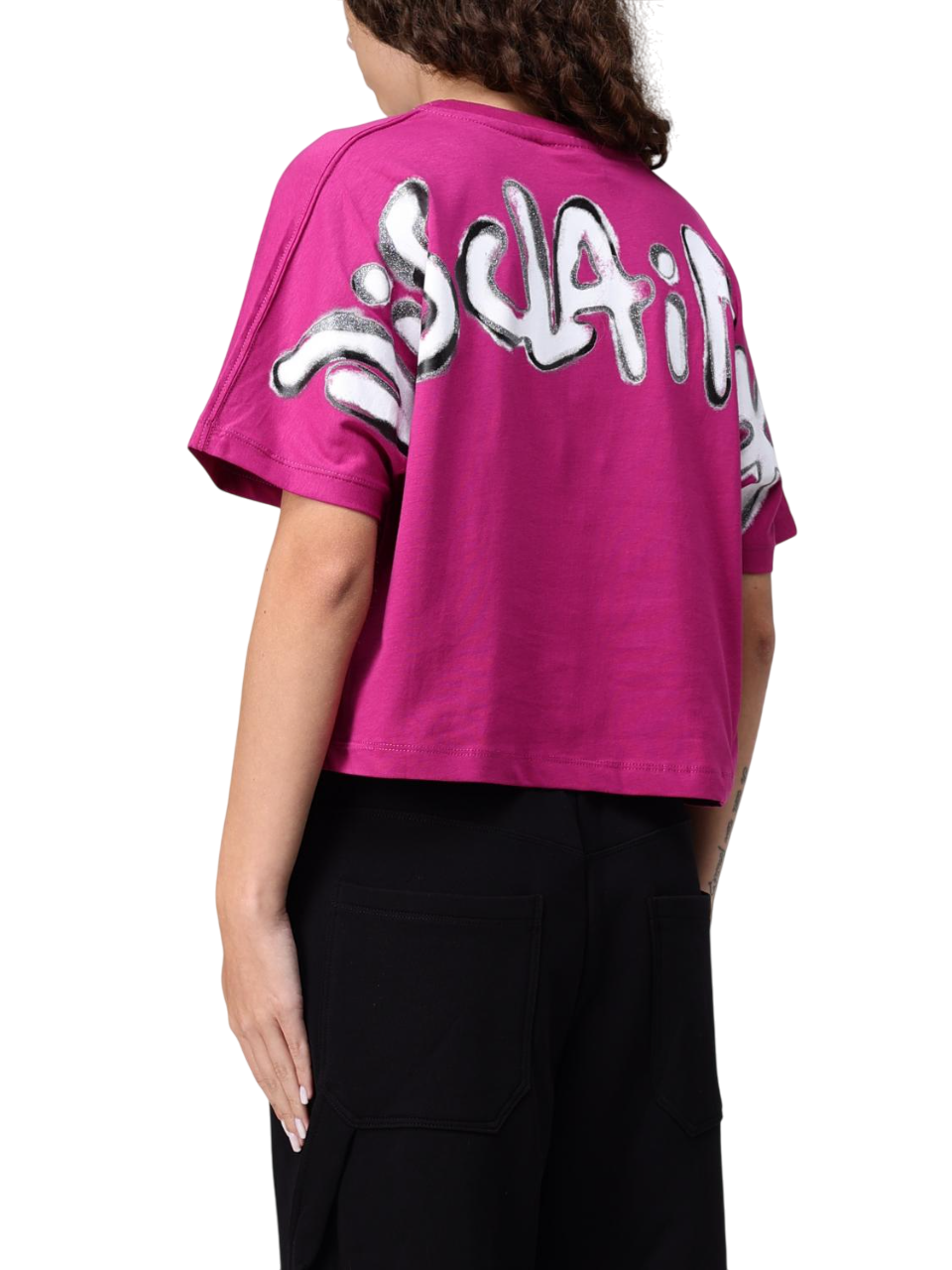Disclaimer T-shirt crop manica corta viola 55151 BORGOGNA-ST.BIANCA DISCLAIMER 