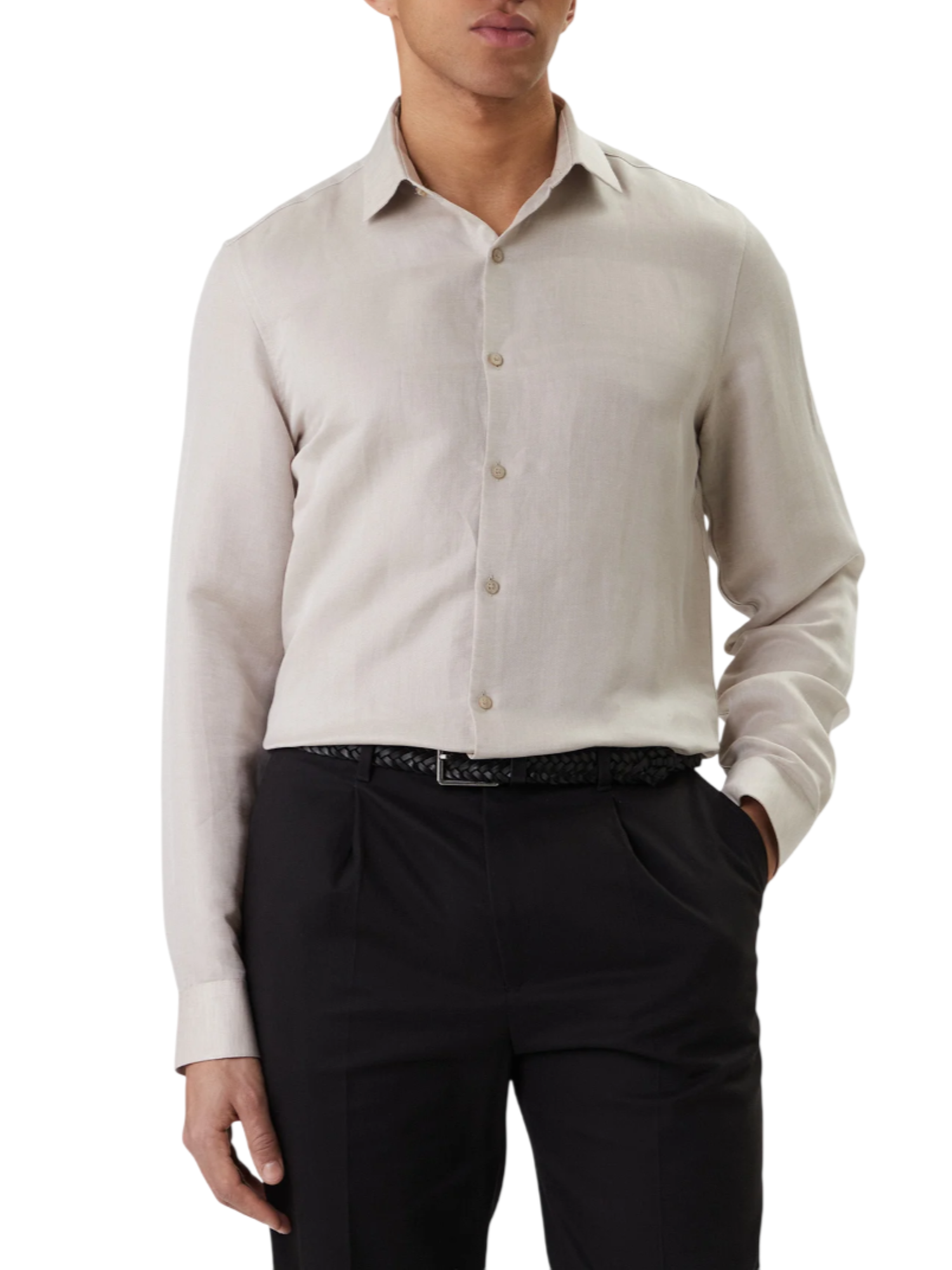 Calvin Klein camicia uomo misto lino slim fit tortora LV019EU121 7KG Calvin Klein 