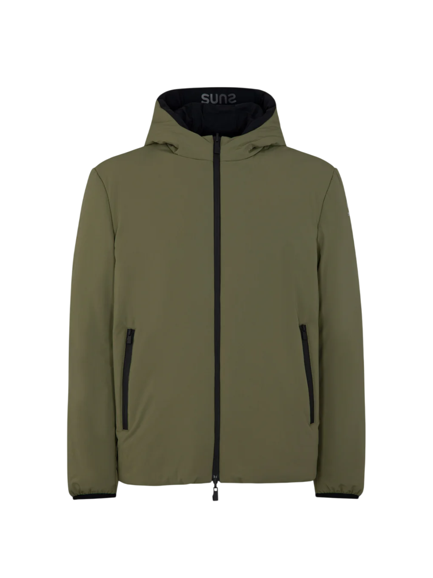 Suns giubbino imbottito reversibile con cappuccio verde militare nero GBS63021U ARMY-BLACK SUNS 