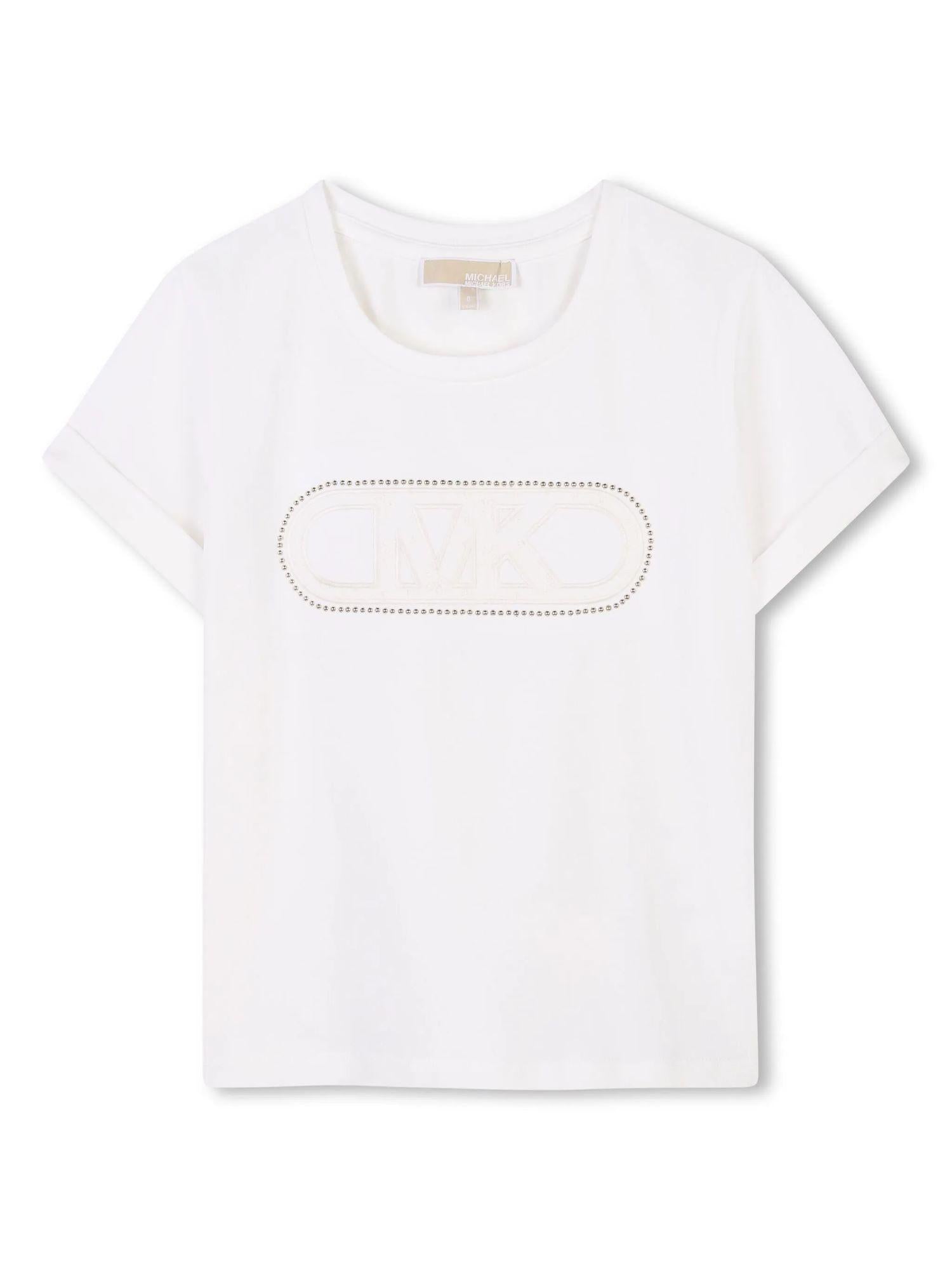 Michael Kors T-shirt manica corta con logo e borchie bianco latte R30318 BIANCO SPORCO MICHAEL KORS 