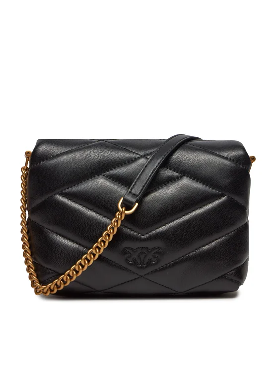 Pinko borsa a tracolla Love Click Puff Baby in nappa nero oro 101584-A1ET Z99Q PINKO 