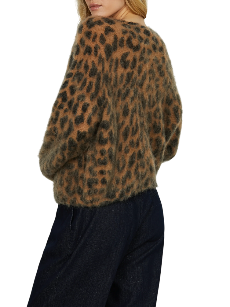 Relish cardigan Ilus in fantasia animalier beige nero ILUS 1997 RELISH 