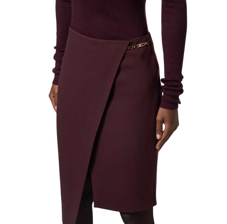 Elisabetta Franchi gonna tubino asimmetrica borgogna GO13556E2 EA4 ELISABETTA FRANCHI 