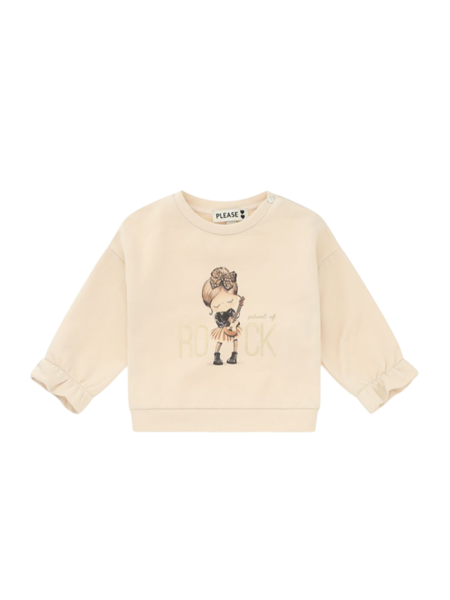 Please felpa bambina con stampa beige LB03042G77 1134 PLEASE KID 