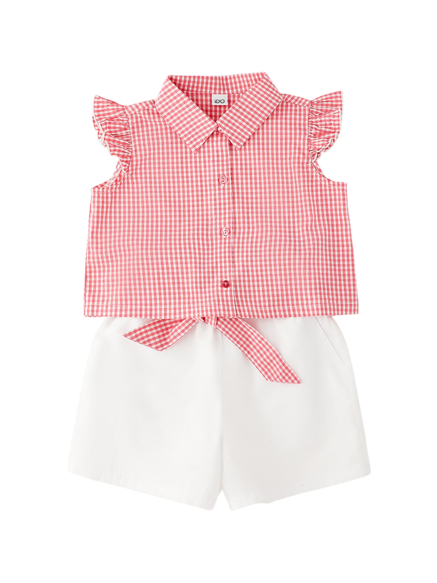 iDo completo bambina camicia e shorts rosso bianco 4G546 2325 iDO 
