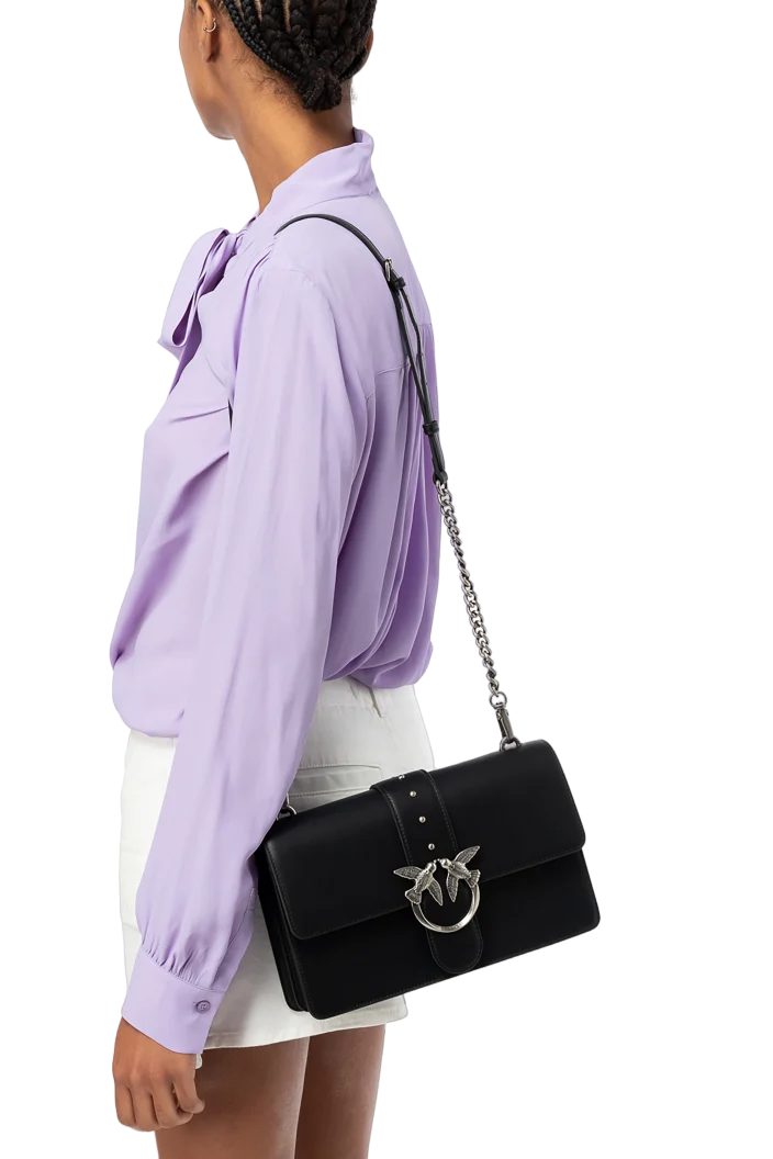 Pinko borsa Love Bag One Classic in pelle color nero argento 100053-A0F1 Z99O PINKO 