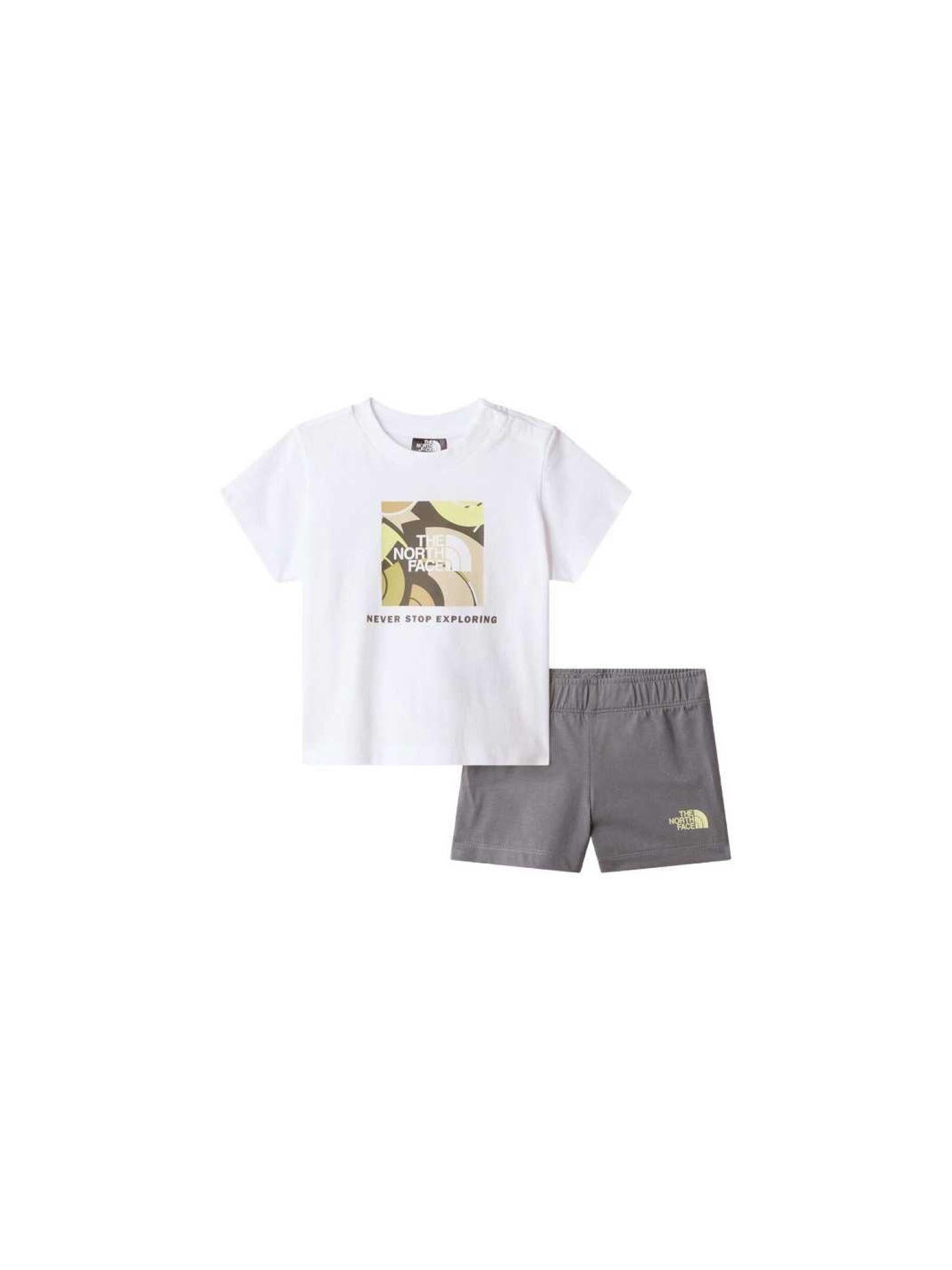 The North Face completo neonato T-shirt e shorts bianco grigio NF0A8G1D 3N81 THE NORTH FACE 