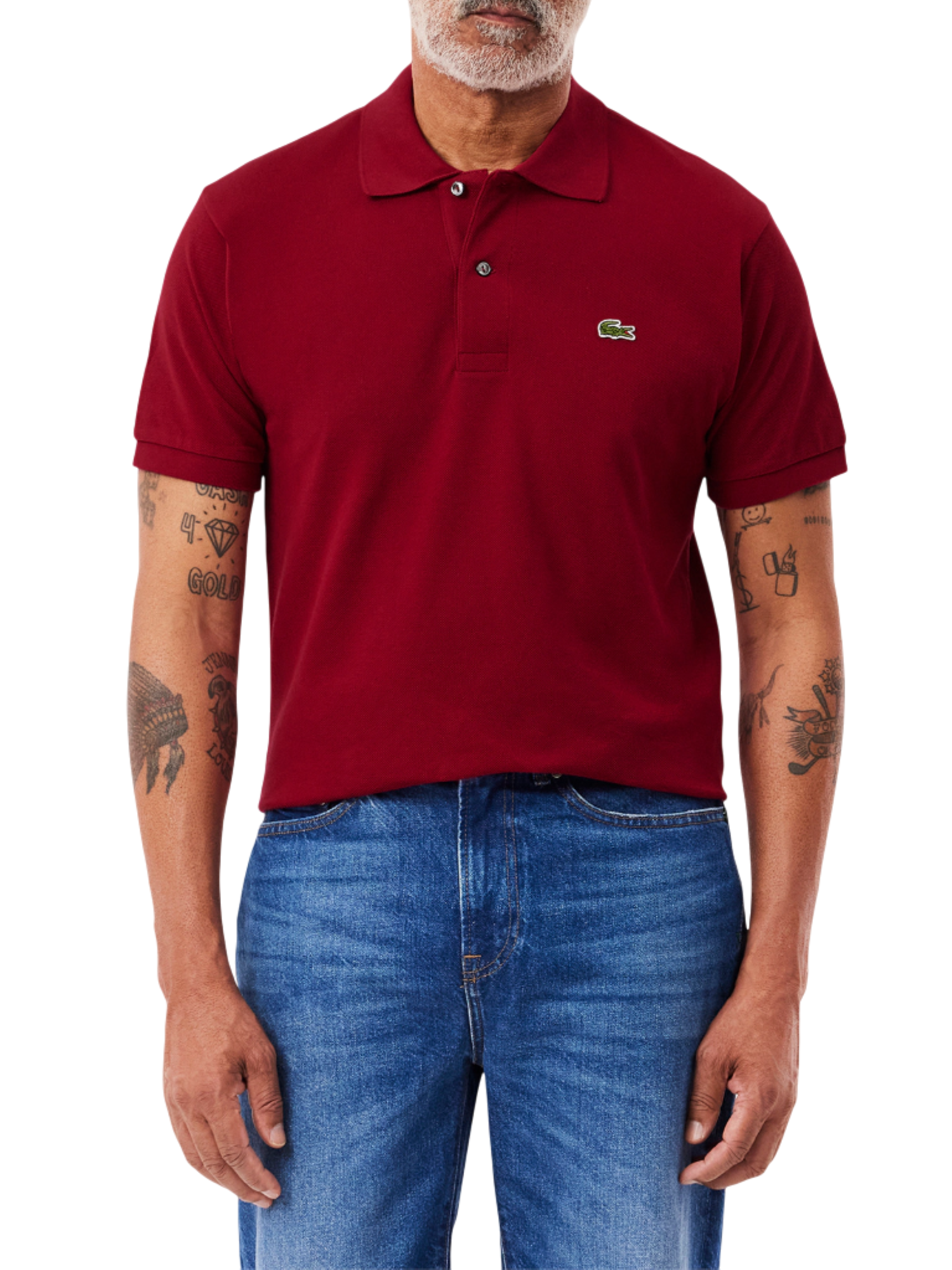 Lacoste polo manica corta 12.12 in piquè rosso scuro