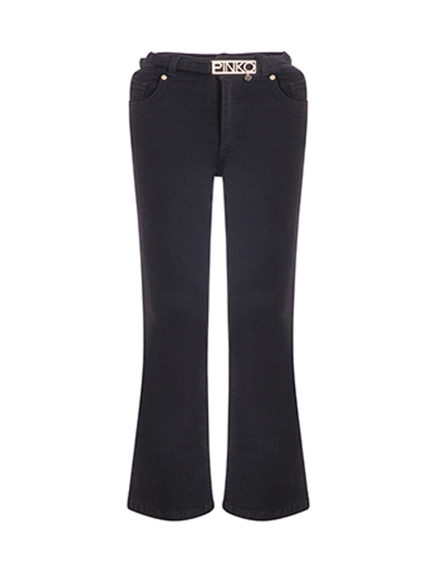 Pinko jeans flare in denim stretch con cinta nero F4PIJGDP001 127 PINKO KIDS 